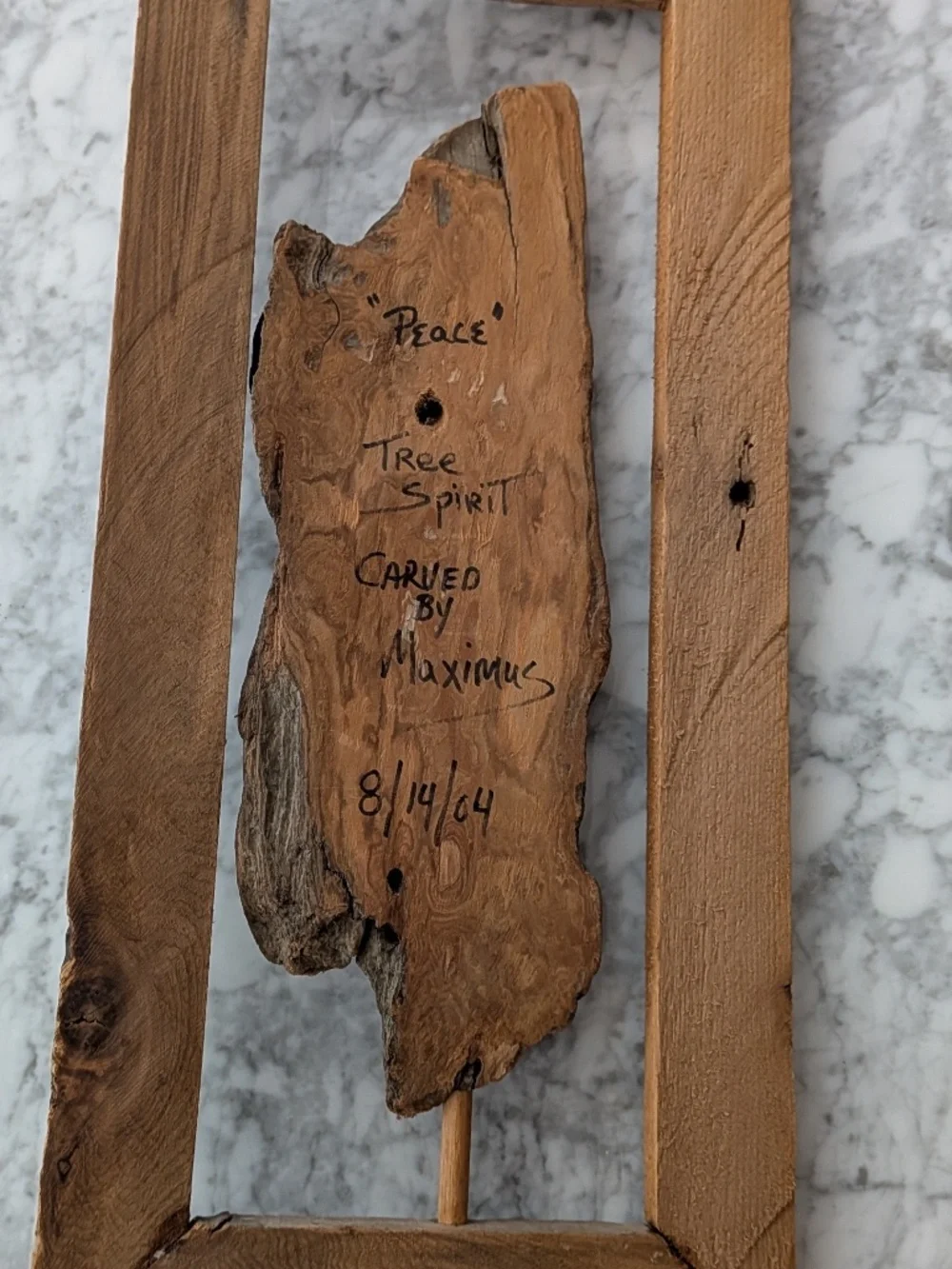 Wood Handcarved Spirit Tree Face sculpture wall art natural weathered frame